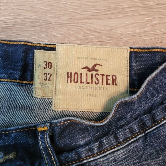Hollister Jeans 30x32 Button Fly Straight Ripped Medium Light Wash Cotton Denim - Picture 5 of 11